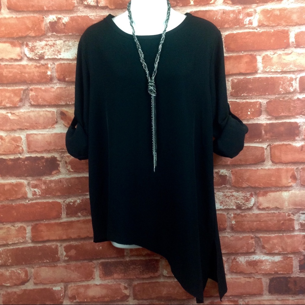 Calvin Klein Womens M Black Cuffed Sleeve …
